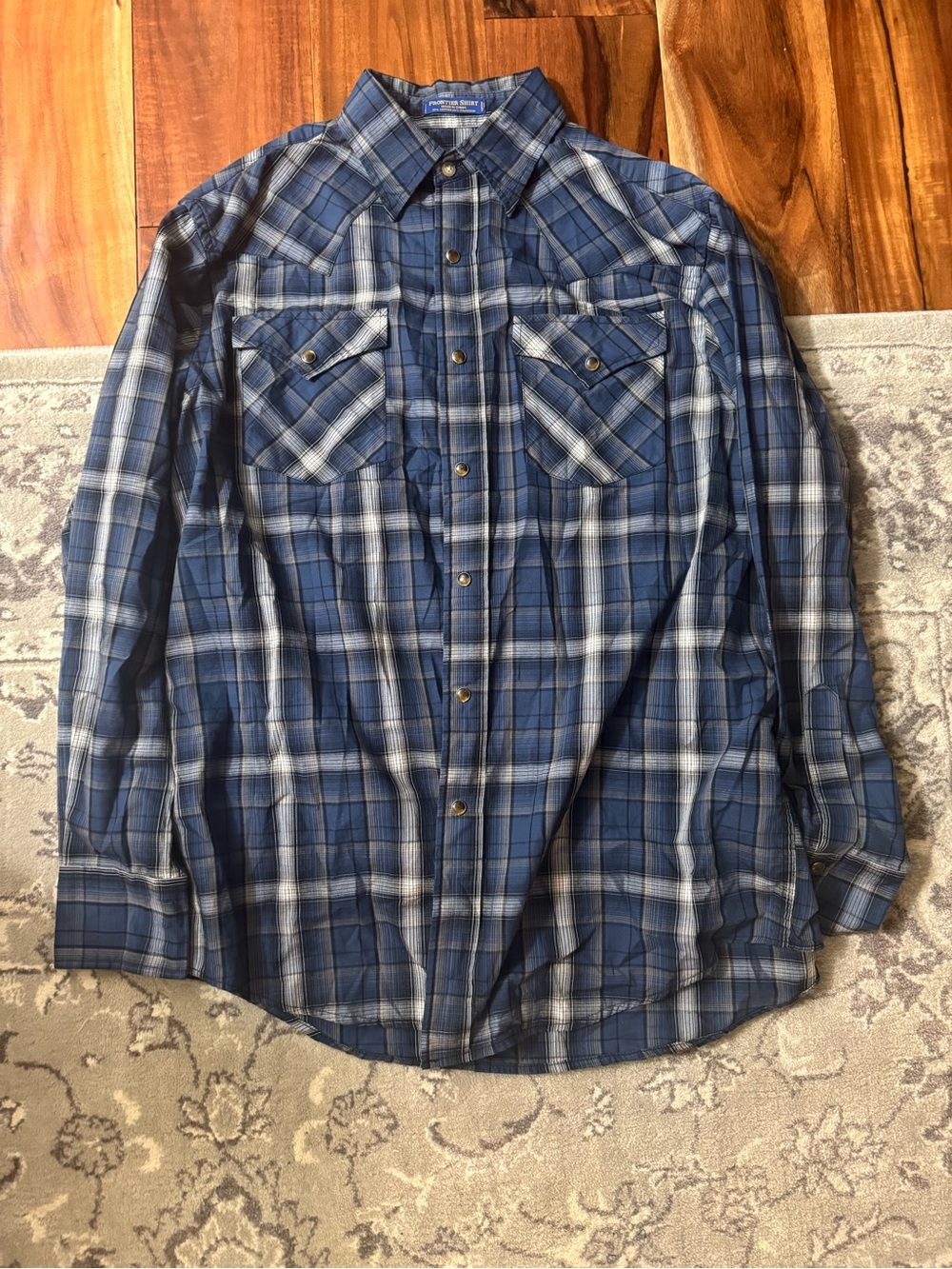 Pendleton Navy and White Plaid Button-Front Western Shirt